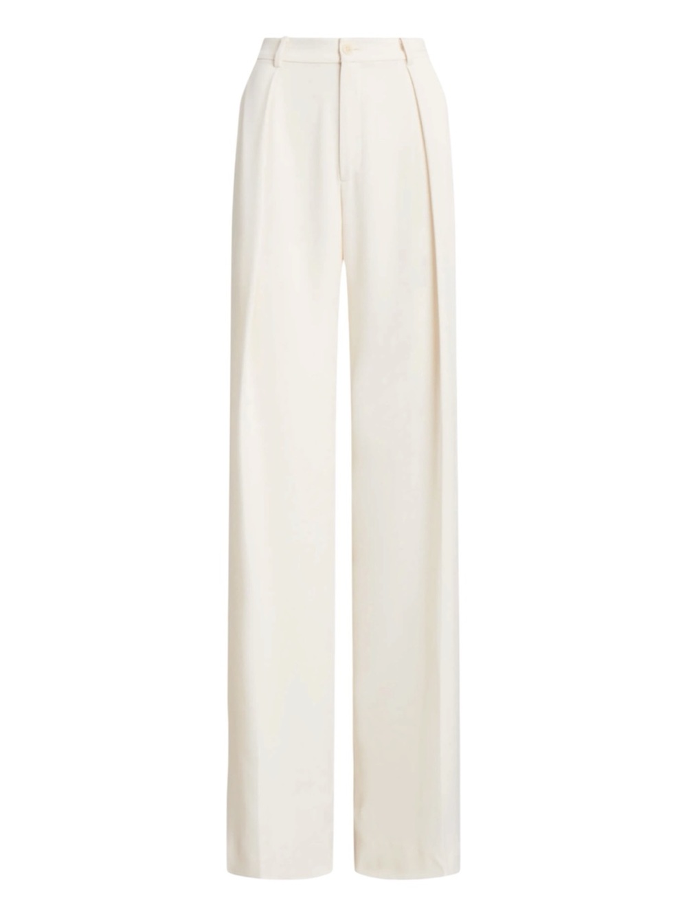 NWT Lauren Ralph Double-Faced Georgette Wide-Leg Pants - Winter Cream - SZ 14